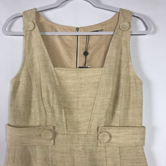 Magaschoni Silk Linen Button Tab Sheath Dress - Picture 5 of 11